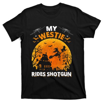 My Westie Ride Shotgun Funny Westie Dog Halloween T-Shirt