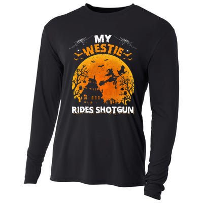 My Westie Ride Shotgun Funny Westie Dog Halloween Cooling Performance Long Sleeve Crew