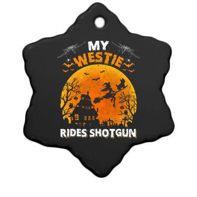 My Westie Ride Shotgun Funny Westie Dog Halloween Ceramic Star Ornament