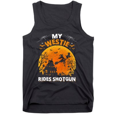 My Westie Ride Shotgun Funny Westie Dog Halloween Tank Top