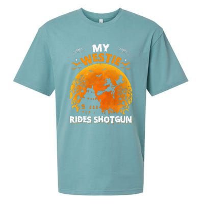 My Westie Ride Shotgun Funny Westie Dog Halloween Sueded Cloud Jersey T-Shirt