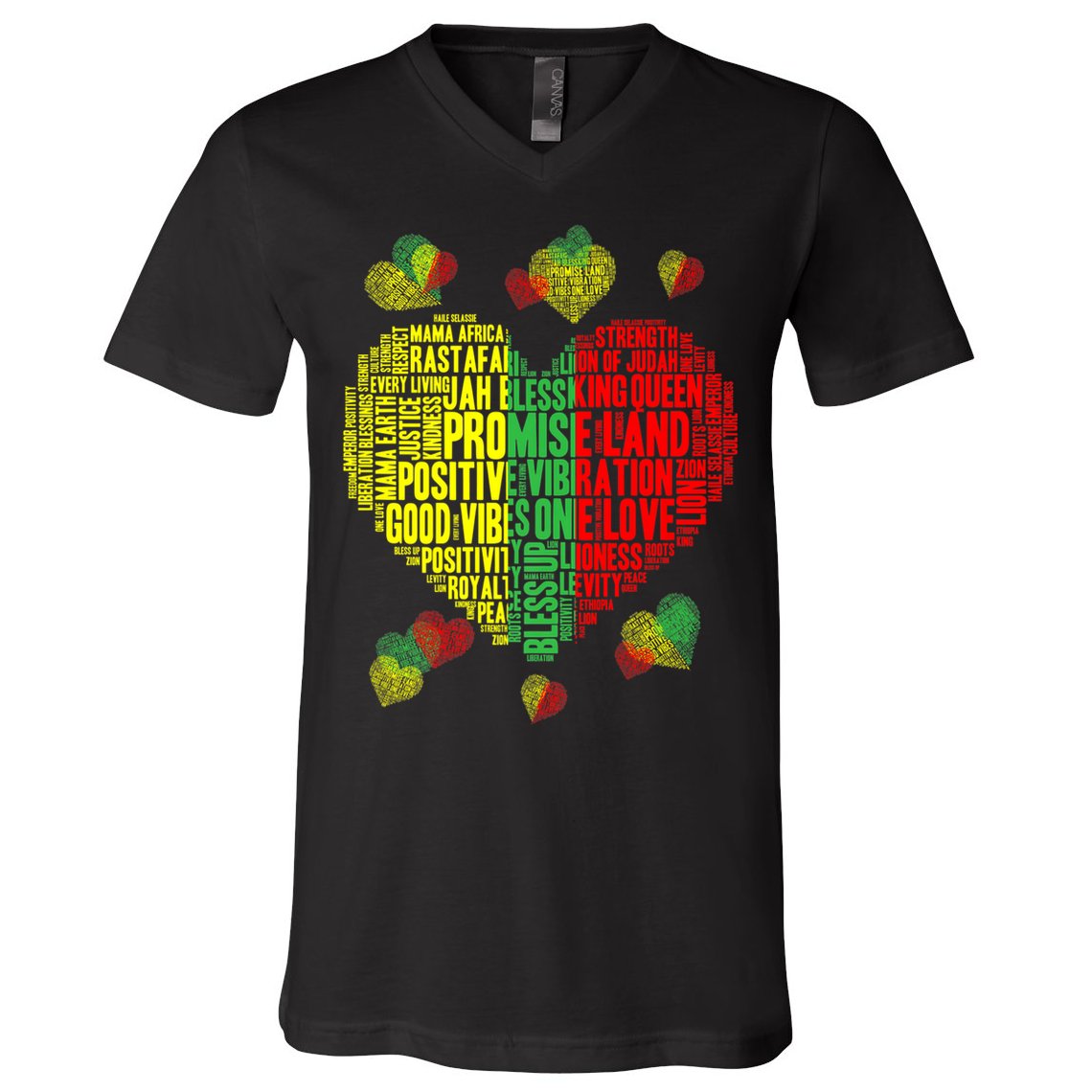 Men Women Reggae Rasta Colors Red Green Yellow Jamaica V-Neck T-Shirt