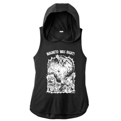 Magneto Was Right Ladies PosiCharge Tri-Blend Wicking Draft Hoodie Tank