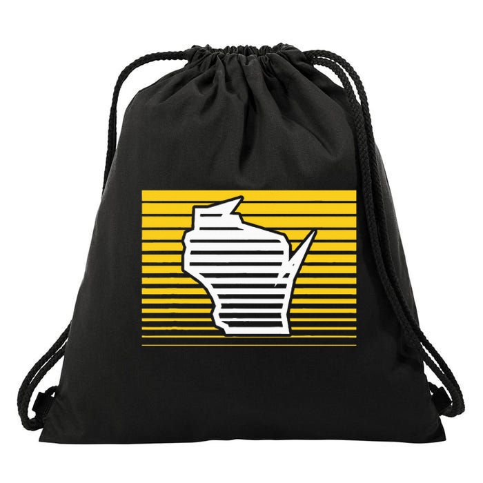 Milwaukee Wisconsin Retro Gradient Stripes Drawstring Bag