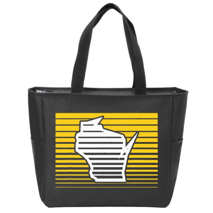 Milwaukee Wisconsin Retro Gradient Stripes Zip Tote Bag