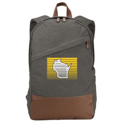 Milwaukee Wisconsin Retro Gradient Stripes Cotton Canvas Backpack