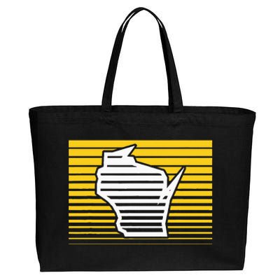 Milwaukee Wisconsin Retro Gradient Stripes Cotton Canvas Jumbo Tote