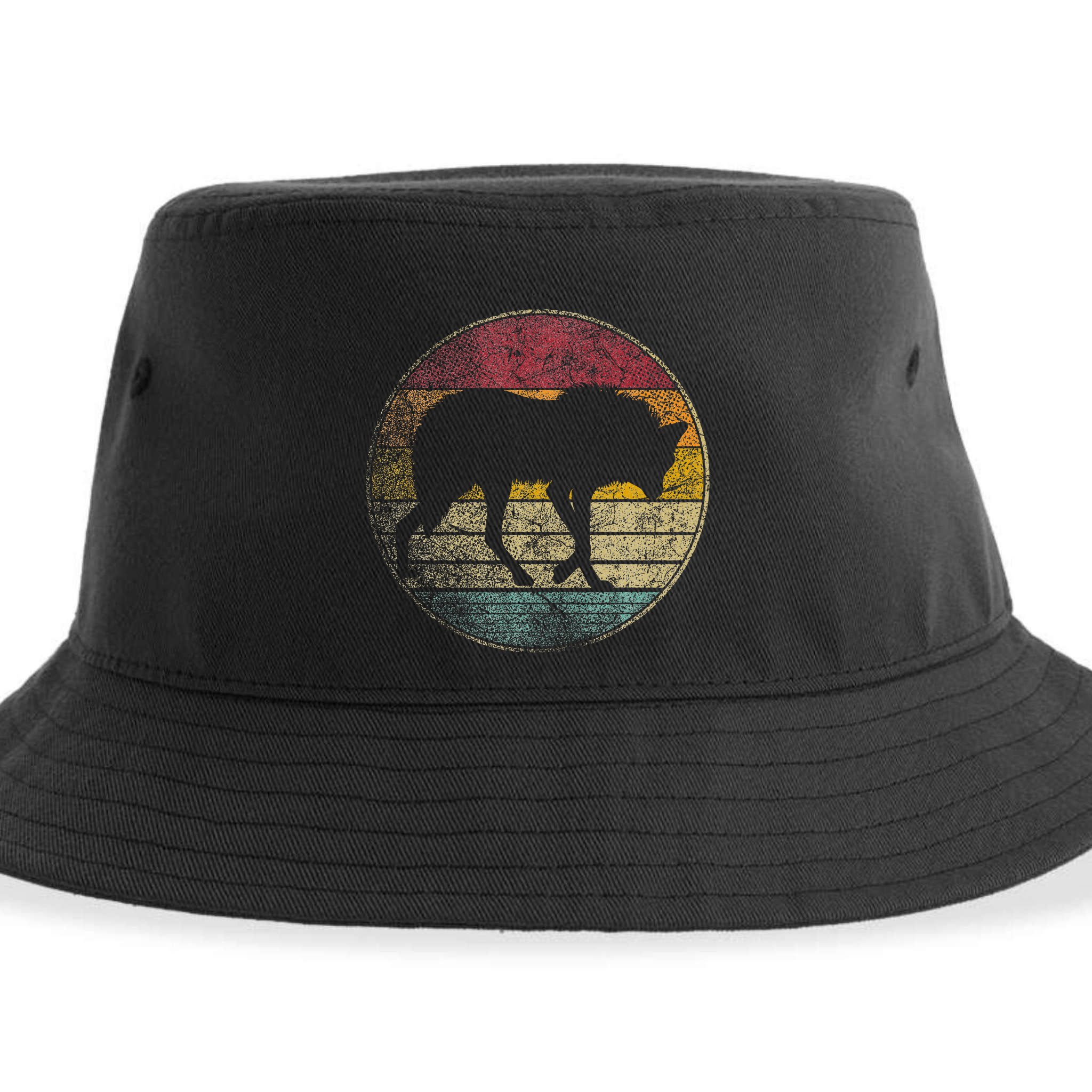 Maned Wolf Retro Style Sunset Vintage 70s 80s 90s Gift Sustainable Bucket Hat