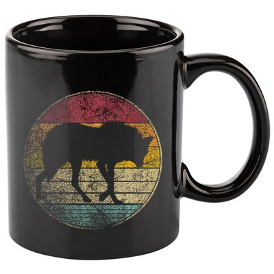 Maned Wolf Retro Style Sunset Vintage 70s 80s 90s Gift 11oz C Handle Ceramic Mug
