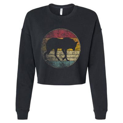 Maned Wolf Retro Style Sunset Vintage 70s 80s 90s Gift Cropped Pullover Crew