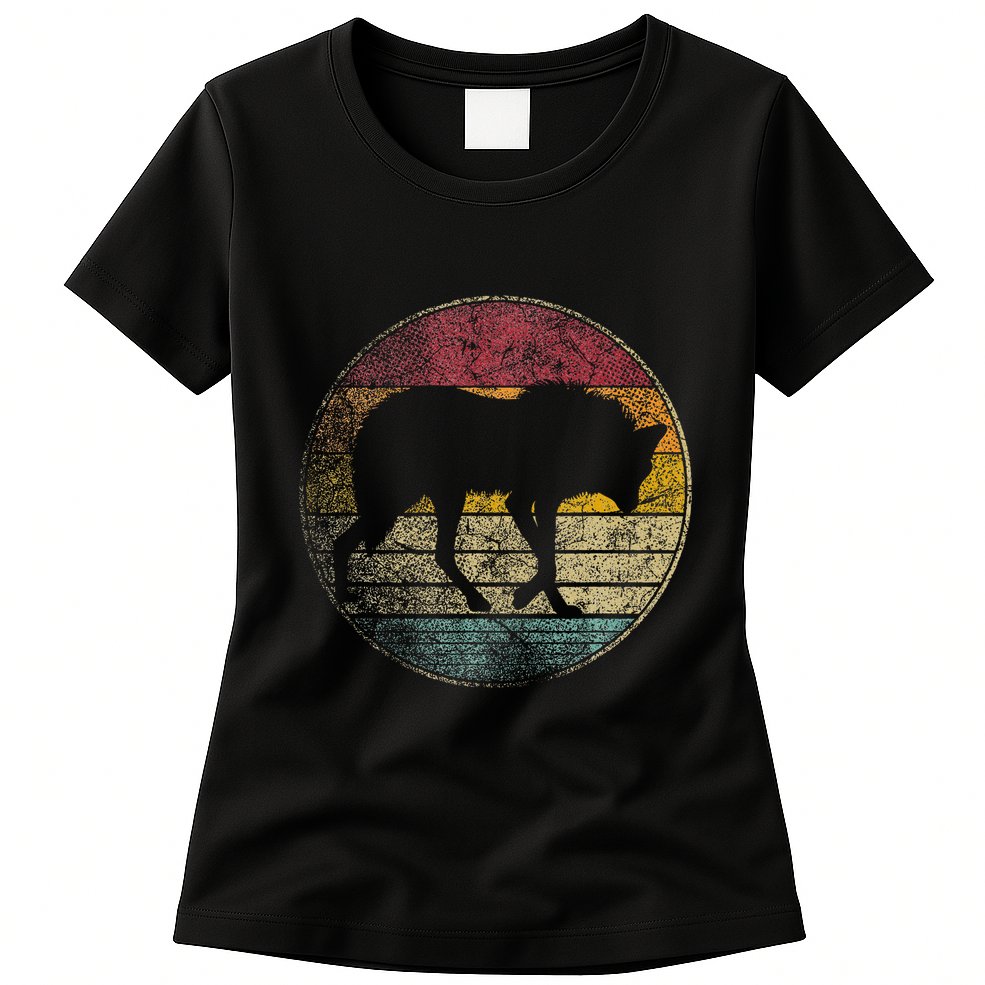 Maned Wolf Retro Style Sunset Vintage 70s 80s 90s Gift Womens T-Shirt