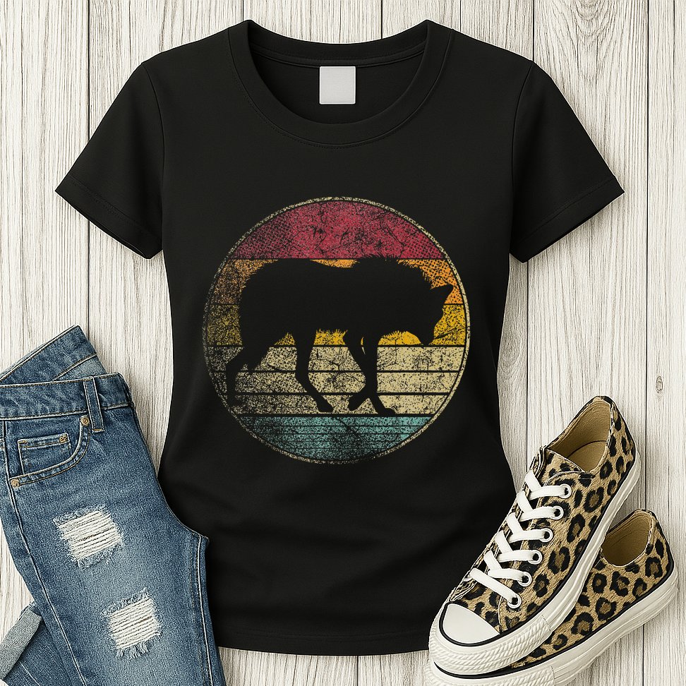 Maned Wolf Retro Style Sunset Vintage 70s 80s 90s Gift Womens T-Shirt