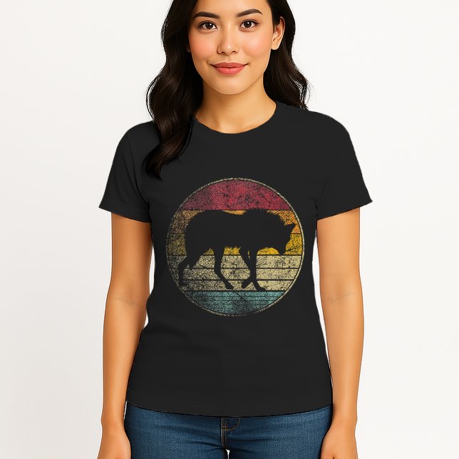 Maned Wolf Retro Style Sunset Vintage 70s 80s 90s Gift Womens T-Shirt