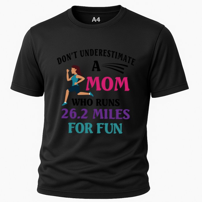 Mom Who Runs 26 2 Miles For Fun Half Marathon Mom Running Great Gift Cooling Performance Crew T-Shirt