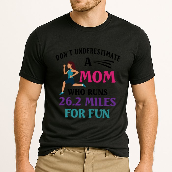 Mom Who Runs 26 2 Miles For Fun Half Marathon Mom Running Great Gift Cooling Performance Crew T-Shirt