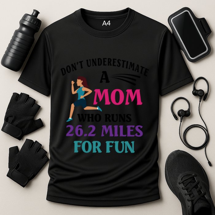 Mom Who Runs 26 2 Miles For Fun Half Marathon Mom Running Great Gift Cooling Performance Crew T-Shirt