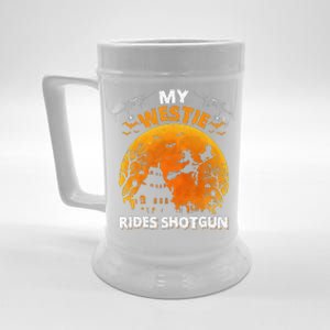 My Westie Ride Shotgun Funny Westie Dog Halloween Beer Stein