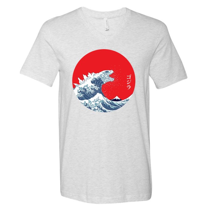 Monster Wave Retro Vintage Classic Japanese Art V-Neck T-Shirt