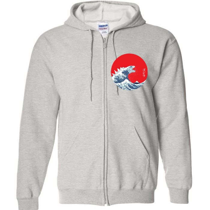 Monster Wave Retro Vintage Classic Japanese Art Full Zip Hoodie