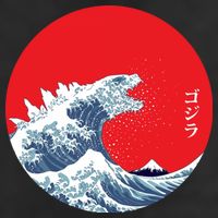 Monster Wave Retro Vintage Classic Japanese Art Garment-Dyed Fleece Hoodie