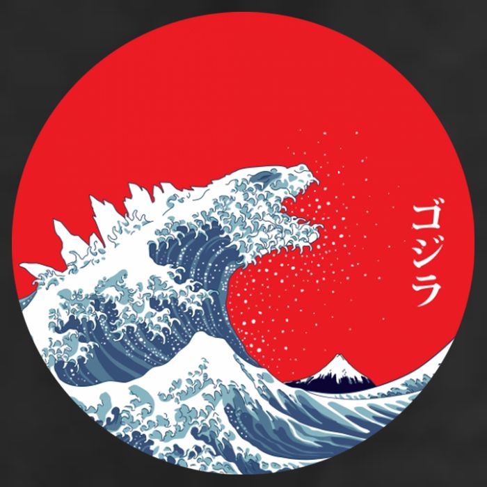 Monster Wave Retro Vintage Classic Japanese Art Garment-Dyed Fleece Hoodie