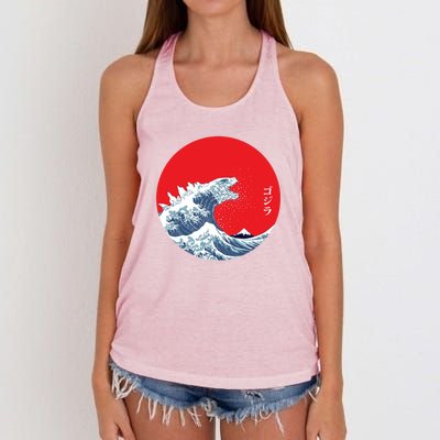 Monster Wave Retro Vintage Classic Japanese Art Women's Knotted Racerback Tank