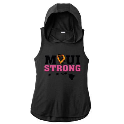 Maui Wildfire Relief All Profits Will Be Donated Ladies PosiCharge Tri-Blend Wicking Draft Hoodie Tank