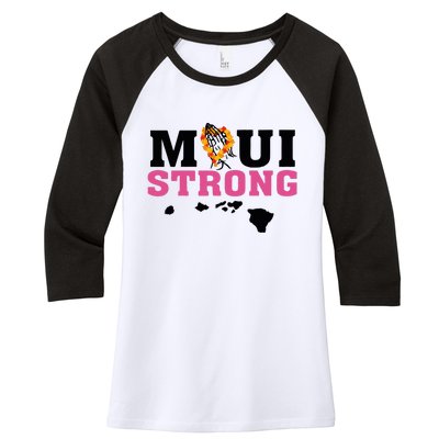 Maui Wildfire Relief All Profits Will Be Donated Women's Tri-Blend 3/4-Sleeve Raglan Shirt