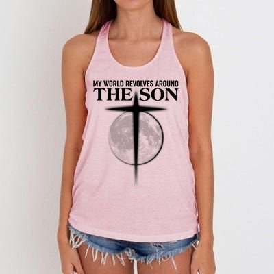 My World Revolves Around The Son Women's Knotted Racerback Tank