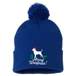 Merry Woofmas Rottweiler Christmas Dog Fun Gift Pom Pom 12in Knit Beanie