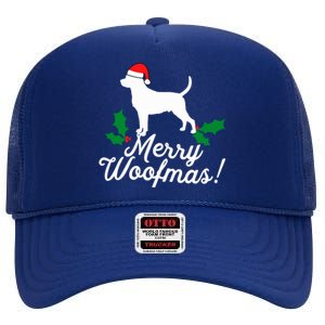 Merry Woofmas Rottweiler Christmas Dog Fun Gift High Crown Mesh Back Trucker Hat