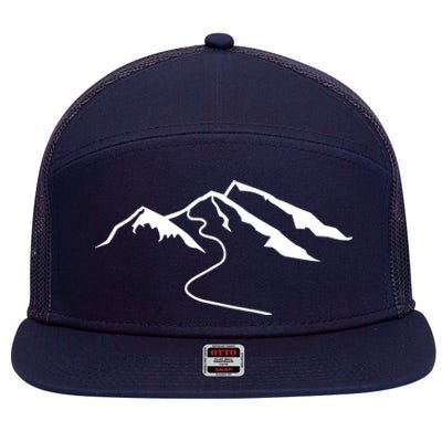 Mountains With Snow 7 Panel Mesh Trucker Snapback Hat