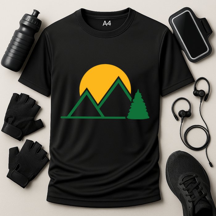 Mountains With Sun Cooling Performance Crew T-Shirt