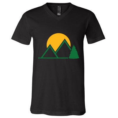 Mountains With Sun V-Neck T-Shirt