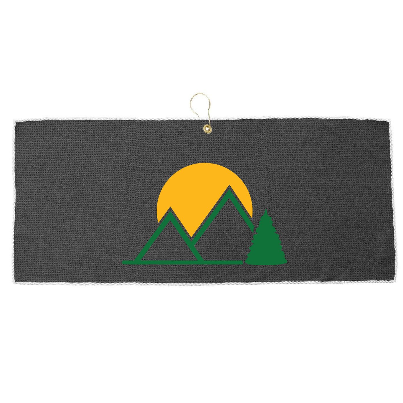 Mountains With Sun Large Microfiber Waffle Golf Towel