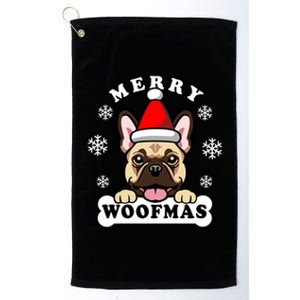 Merry Woofmas Santa French Bulldog Funny Christmas Dog Puns Gift Platinum Collection Golf Towel