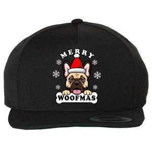 Merry Woofmas Santa French Bulldog Funny Christmas Dog Puns Gift Wool Snapback Cap