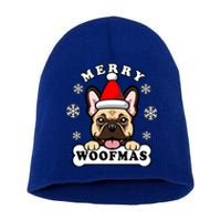 Merry Woofmas Santa French Bulldog Funny Christmas Dog Puns Gift Short Acrylic Beanie