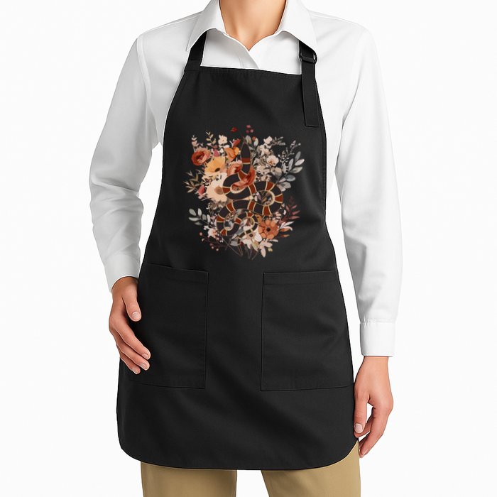 Mystical Wildflower Snake Full-Length Apron With Pockets