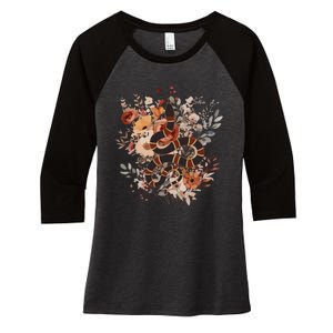 Mystical Wildflower Snake Women's Tri-Blend 3/4-Sleeve Raglan Shirt