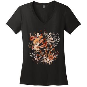 Mystical Wildflower Snake Women's V-Neck T-Shirt