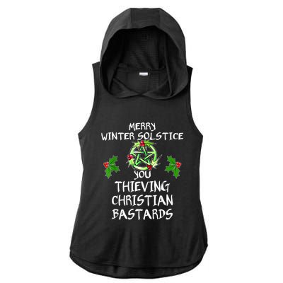 Merry Winter Solstice You Thieving Christian Bastards Ladies PosiCharge Tri-Blend Wicking Draft Hoodie Tank