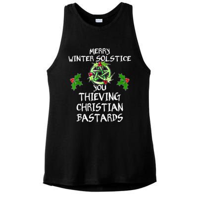 Merry Winter Solstice You Thieving Christian Bastards Ladies PosiCharge Tri-Blend Wicking Tank