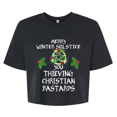 Merry Winter Solstice You Thieving Christian Bastards Bella+Canvas Jersey Crop Tee