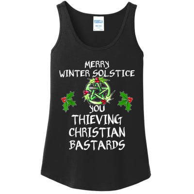 Merry Winter Solstice You Thieving Christian Bastards Ladies Essential Tank