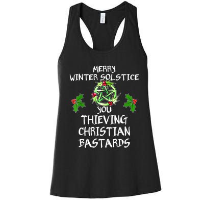 Merry Winter Solstice You Thieving Christian Bastards Women's Racerback Tank