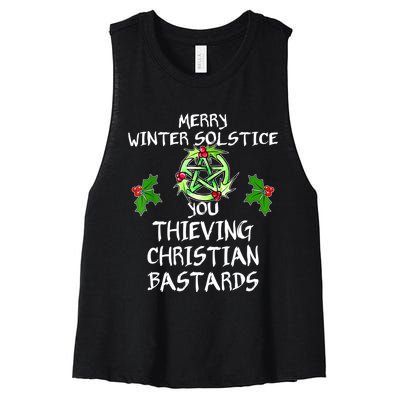 Merry Winter Solstice You Thieving Christian Bastards Women's Racerback Cropped Tank