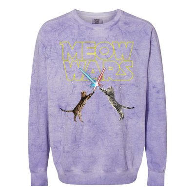 Meow Wars Space Cat Laser Cat Funny Cat Lover Colorblast Crewneck Sweatshirt