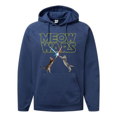 Meow Wars Space Cat Laser Cat Funny Cat Lover Performance Fleece Hoodie