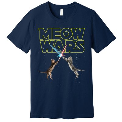 Meow Wars Space Cat Laser Cat Funny Cat Lover Premium T-Shirt